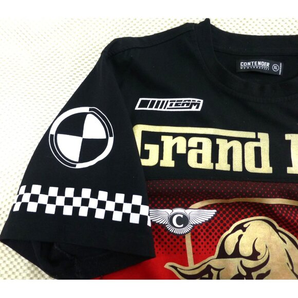 Grand Prix Racing Bull Graphic T-Shirt By Contender XL Red/Black Gold Details Zi - Picture 4 of 11